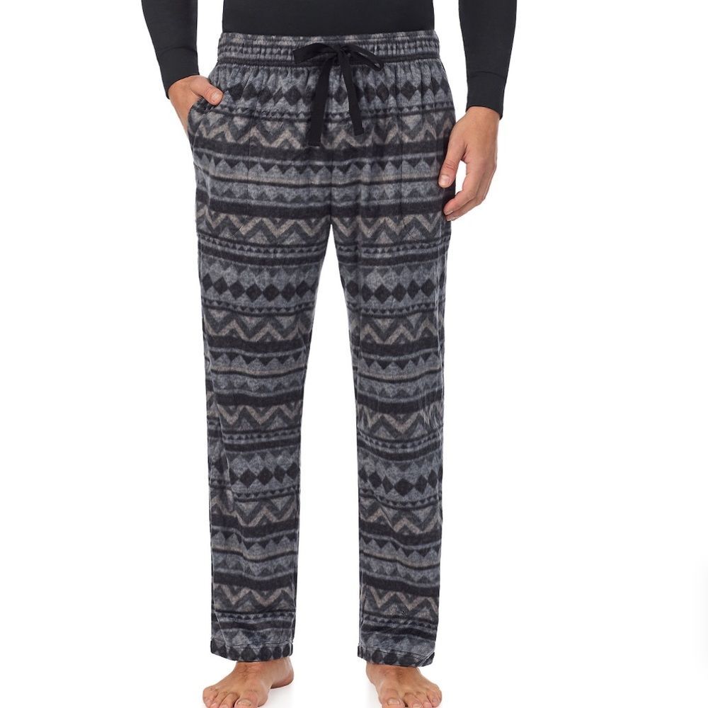 Cuddl Duds Mens XXL Pajama Pants Gray Fair Isle Micro Fleeece NEW Lounge Pants